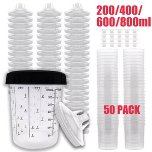 50pack CUPS Disposable Paint Spray Gun Cup Liners and Lid System (190 Mic) - Picture 1 of 11