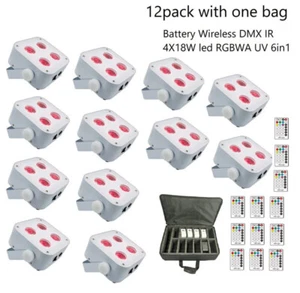 12pack Battery wireless led Par 4x18W RGBWA+UV wifi DMX & IR wash light/bags - Picture 1 of 11