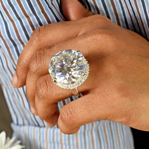 HUGE 50 Ct Certified White Diamond Solitaire Cocktail Ring Great Luster-VIDEO - Picture 1 of 11