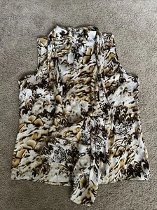 VINCE CAMUTO size PM sleeveless high neck blouse Elegant Animal Print Beige/brow - Picture 1 of 7