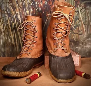 🏕VINTAGE 1960 L.L. BEAN DUCK HUNTING BROWN LEATHER BOOTS MEN’S SIZE 10💥 - Picture 1 of 7