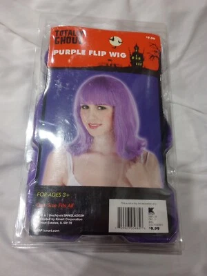 TOTALLY GHOUL PURPLE FLIP WIG COSPLAY COSTUME HALLOWEEN ONE SIZE FITS ALL - Image 1 of 3