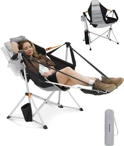 Hammock Chair with Footrest, Swinging Portable Folding Camping Chairs for Adult - Picture 1 of 8