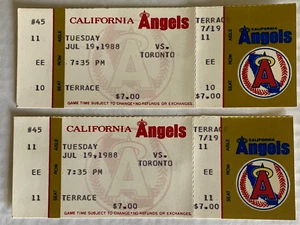 Boletos Angels vs Blue Jays MLB 1988 - Par de colección - 19 de julio - Raro coleccionable - Imagen 1 de 4