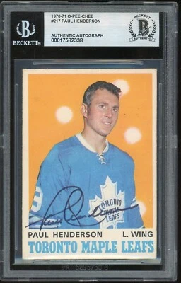 Paul Henderson Signed 1970-71 O-Pee-Chee Card #217 OPC Maple Leafs BAS Slab Auto - Image 1 of 2