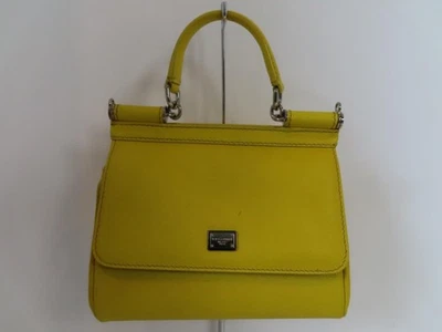 Bolso de hombro o asa superior pequeño de cuero granulado amarillo limón Dolce & Gabbana Foto 1 de 4