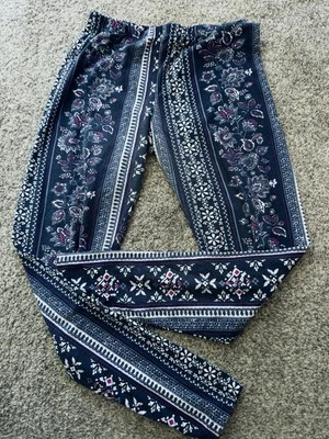 One Step Up Womens Ladies Blue Multicolor Whimsical Casual Basic Leggings Size M - Image 1 of 4