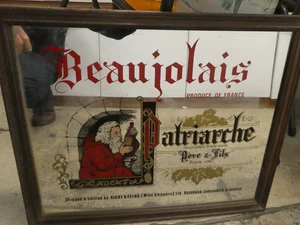 VINTAGE PRINTED BEAUJOLAIS PATRIARCHE PERE FILS BAR WALL MIRROR ADVERTISING SIGN - Picture 1 of 8