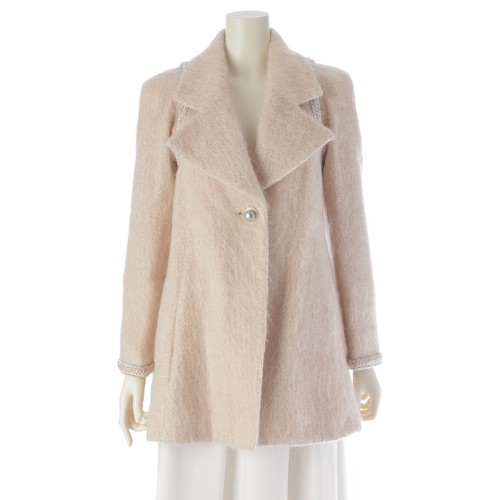 Chanel 17Aw Mohair Lana Nylon 1B Giacca Sartoriale Capispalla P57583 Rosa Beige 36