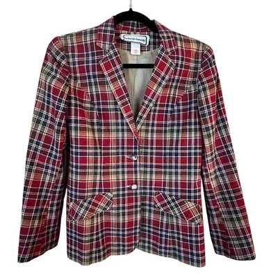 Blazer de Colección Bobbie Brooks Tartán Cuadros Hecho en Unión EE. UU. Pequeño Vacaciones DEFECTUOSO Foto 1 de 4
