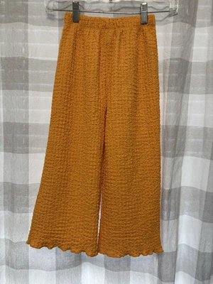 Pantalones Zara Niñas Talla 6 Naranja Texturizado Pierna Ancha Con Dobladillo Lechuga Foto 1 de 4