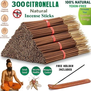 300 CITRONELLA INCENSE STICKS OUTDOOR GARDEN YOGA MEDITATION INSECT FLY REPELLER - Picture 1 of 5