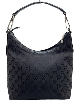 Authentic Gucci 000.0602 GG Canvas Leather Black Hand Bag NS100023 - Image 1 of 4