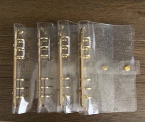 4 Gold Glitter 6 Ring A6 PVC Binders/Budget Covers. 46 Binder PVC Cash Envelopes - Picture 1 of 8