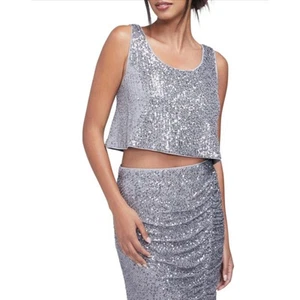 WILDFOX Armidale Silver Sequin Cropped Tank Top Large NEW - Picture 1 of 10