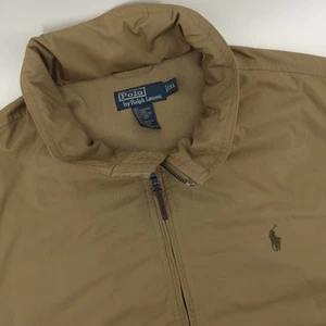 VTG Polo Ralph Lauren Lined Full-Zip Jacket Mens XL Hidden Hood Tan  - Picture 1 of 11