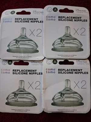 Lot of 4  Como Tomo Replacement Silicone Nipples  Y Cut Variable Flow 6+ Mo New - Image 1 of 4