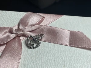 Pandora Genuine Clear April Birthstone Heart Dangle Charm / Pendant S925 ALE - Picture 1 of 6