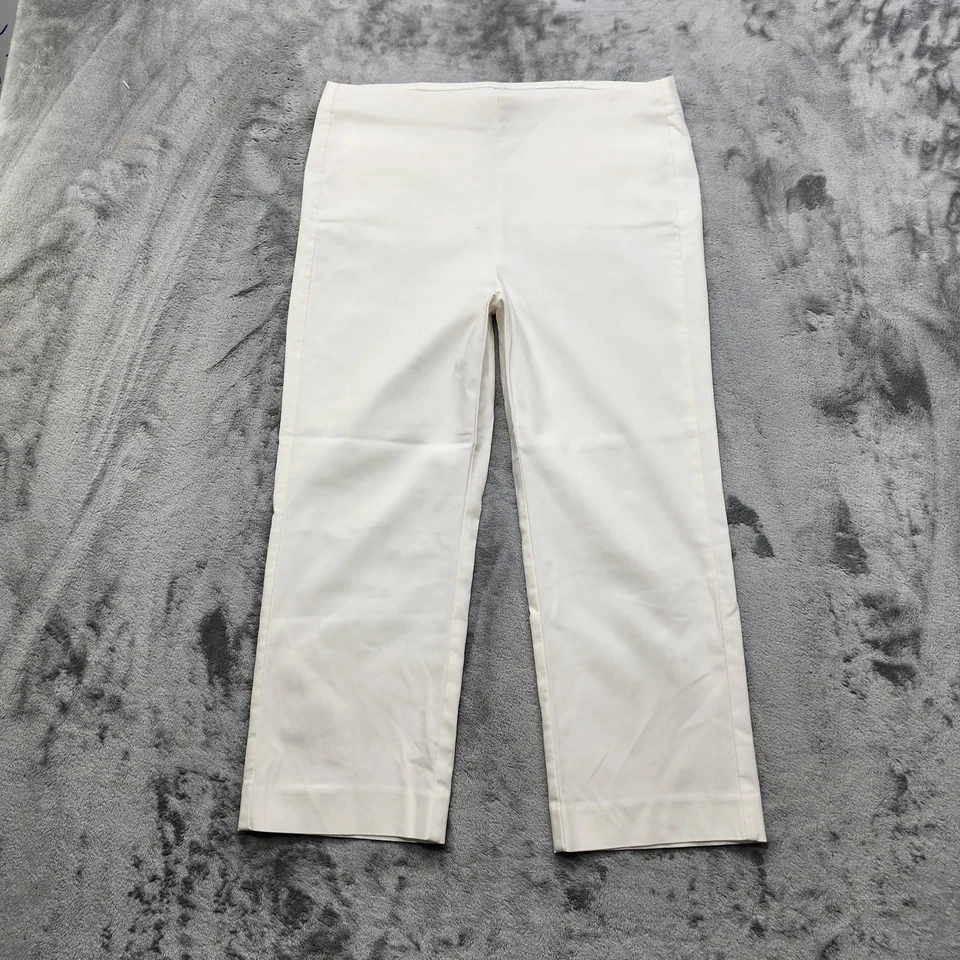 Chico's Pants Womens 1.5 M/10 White Brigette Straight Crop So Slimming Stretch - Image 1 of 4