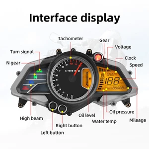 Motorcycle LCD Digital Tachometer Odometer Speedometer Gauge Meter DC12V - Picture 1 of 16