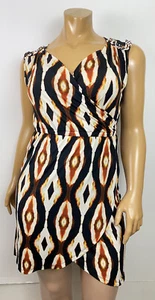 Worthington Womens Dress Size MEDIUM Orange Black V-Neck Stretch - Picture 1 of 5