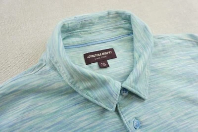 Johnston & Murphy Polo Shirt Space Dye Stretch Size 2XL Golf Casual Light Blue - Image 1 of 4