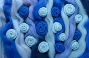 Blue MIX Spinning Felting Wool Roving Fiber -Mixed Top Roving Bag 8 oz Spin - Picture 1 of 8
