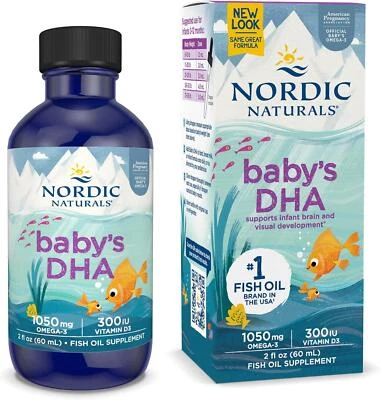 NORDIC NATURAL'S Nordic Naturals Baby's DHA Omega 3 with Vitamin D3 1,050mg 2 fl oz, Brain Health