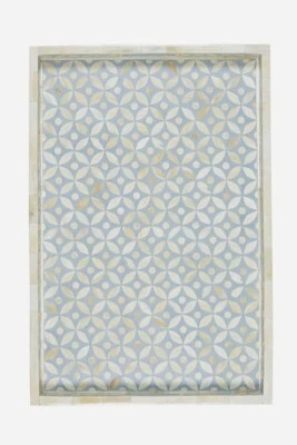 Bone Inlay Geometric Star Design Tray in Blue Grey Color - Image 1 of 3