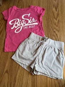Baby Mädchen Carters Big Sister Top Old Navy Shorts Größe 2T Kleinkind gebraucht, in einwandfreiem Zustand - Bild 1 von 3