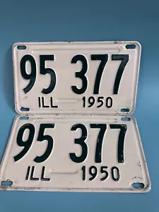 VINTAGE 1950 ILLINOIS SET OF AUTOMOBILE LICENSE PLATES 95 377 Short Plate - Picture 1 of 4