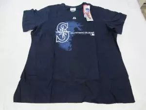 New Seattle Mariners Womens Plus Size 1XL Navy Blue Majestic Shirt - Picture 1 of 4