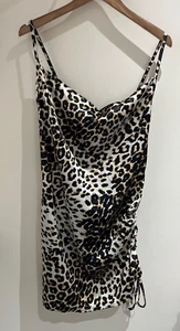 Femme Luxe Dress Size 12 New Satin Animal Print Sleeveless Mini Slip Party Occas - Picture 1 of 8