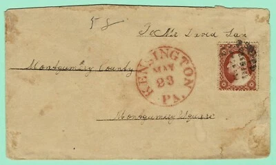 #26 Grid cancel Cover w/ 31mm Red KENSINGTON (Philadelphia) to Montgomery Square - Image 1 of 2