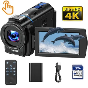 Video Camera Camcorder 4K 48MP 16X Digital Zoom IR Night Vision Touchscreen 32GB - Picture 1 of 8