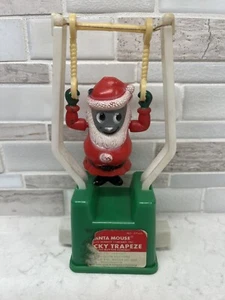 Vintage Christmas Santa Mouse Tricky Trapeze Toy Solenoid WORKS Hong Kong - Picture 1 of 2