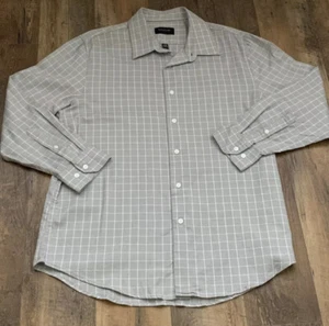 Struktur Langarm Hemd mit Knöpfen Herren grau XL kariert 17 17 1/2 32/33 Slim Fit - Bild 1 von 10
