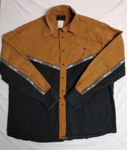 Rustler Wrangler Pearl Snap Shirt Size XL Native pattern Southwest Brown Western - Picture 1 of 15