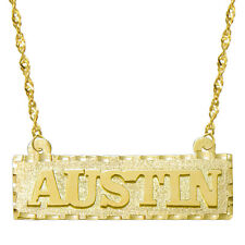 14K Yellow Gold Personalized Name Plate Necklace - Style 1