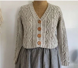 Knitting Pattern copy Ladies all over cable cropped cardigan chest 38-73" 1069J - Picture 1 of 5