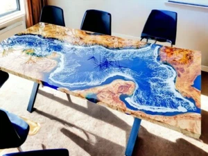 Epoxy dining table, blue epoxy table, ocean Table, 2mx1m epoxy table - Picture 1 of 3