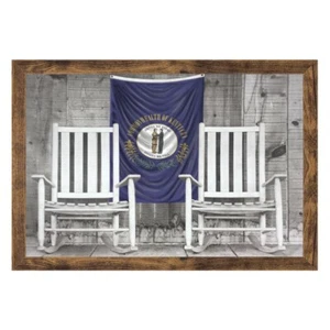Kentucky Flag With Rocking Chair Front Porch Wood Framed Picture Print - Picture 1 of 4