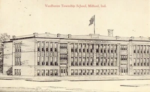 VanBuren Township School - Milford, Indiana 1914 Vintage Postcard - Picture 1 of 2