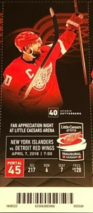 Red Wings 2018 NHL Ticket Stub - Justin Abdelkader 100th Career NHL Goal - Bild 1 von 1