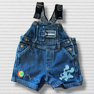 Salopette Y2K Vintage 2002 Blue’s Clues Denim Shortals 12M Quartier Generale Bambini - Foto 1 di 11