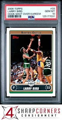 2006 TOPPS HOOK SHOT OVER KAREEM #33 LARRY BIRD HOF POP 2 PSA 10 - Image 1 of 3