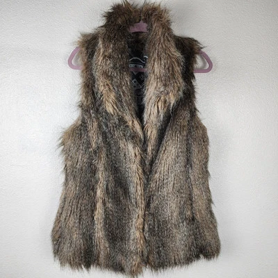 Jou Jou Tan Faux Fur Vest Womens Size M Luxury Mob Wives Cruelty Free Old Money  - Image 1 of 4
