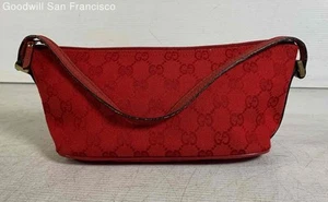Entrupy Authenticated COA Gucci Italy Red Monogram Print Accessory Pouch Handbag - Picture 1 of 10