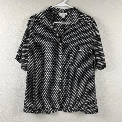 Alfred Dunner Women Shirt Size 16 Button Up Blouse Short Sleeve Black & White - Image 1 of 4