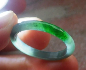 Video Certified Green Natural A JADE Jadeite Circle RING USA. 8.25 戒指 120491 - Picture 1 of 13